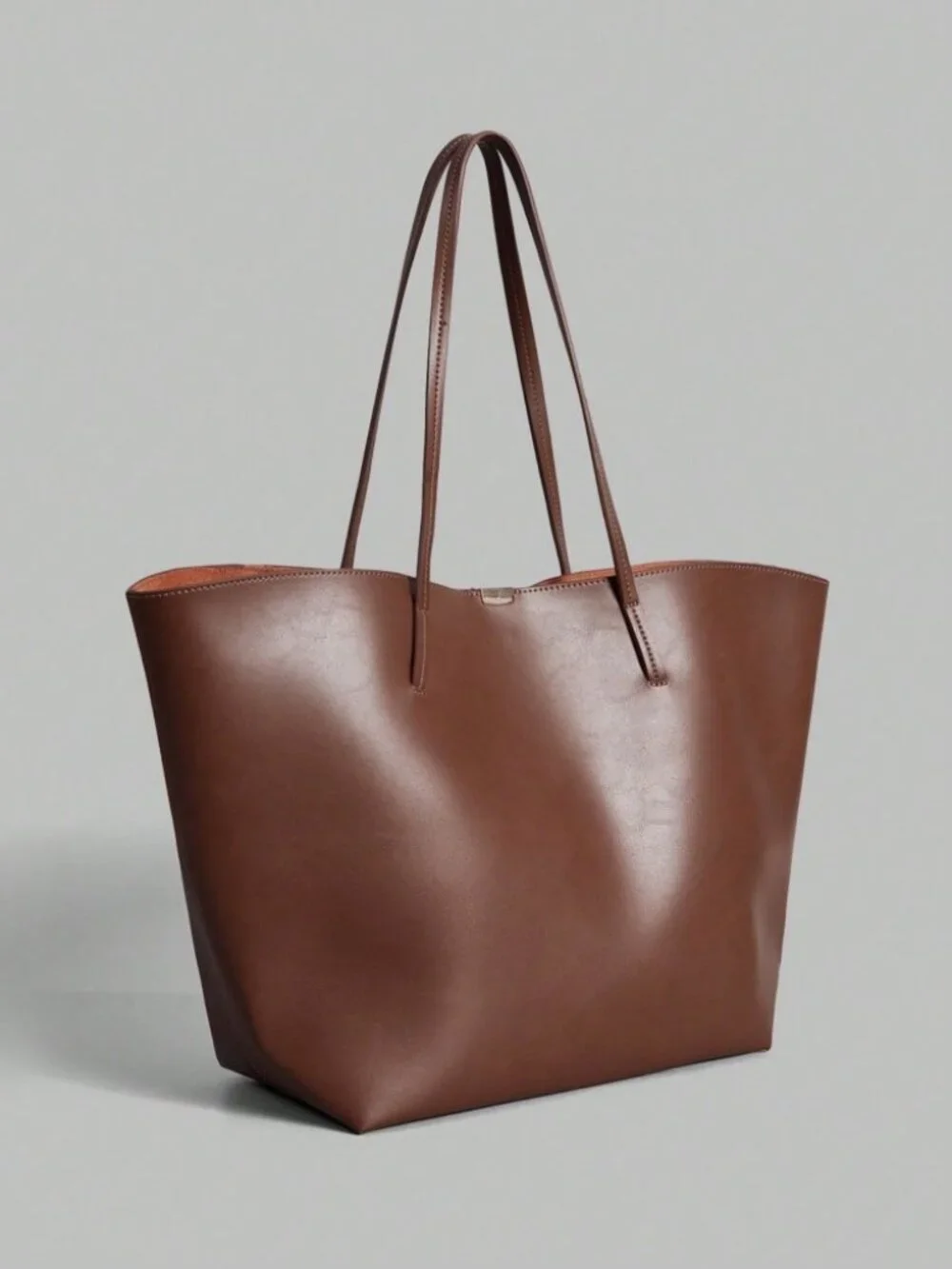 Chocolate Brown Tote Bag with Gold Hardware Accent